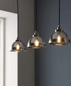 Smokey Mirror Effect Tinted Glass Trio Pendant Light - The Farthing