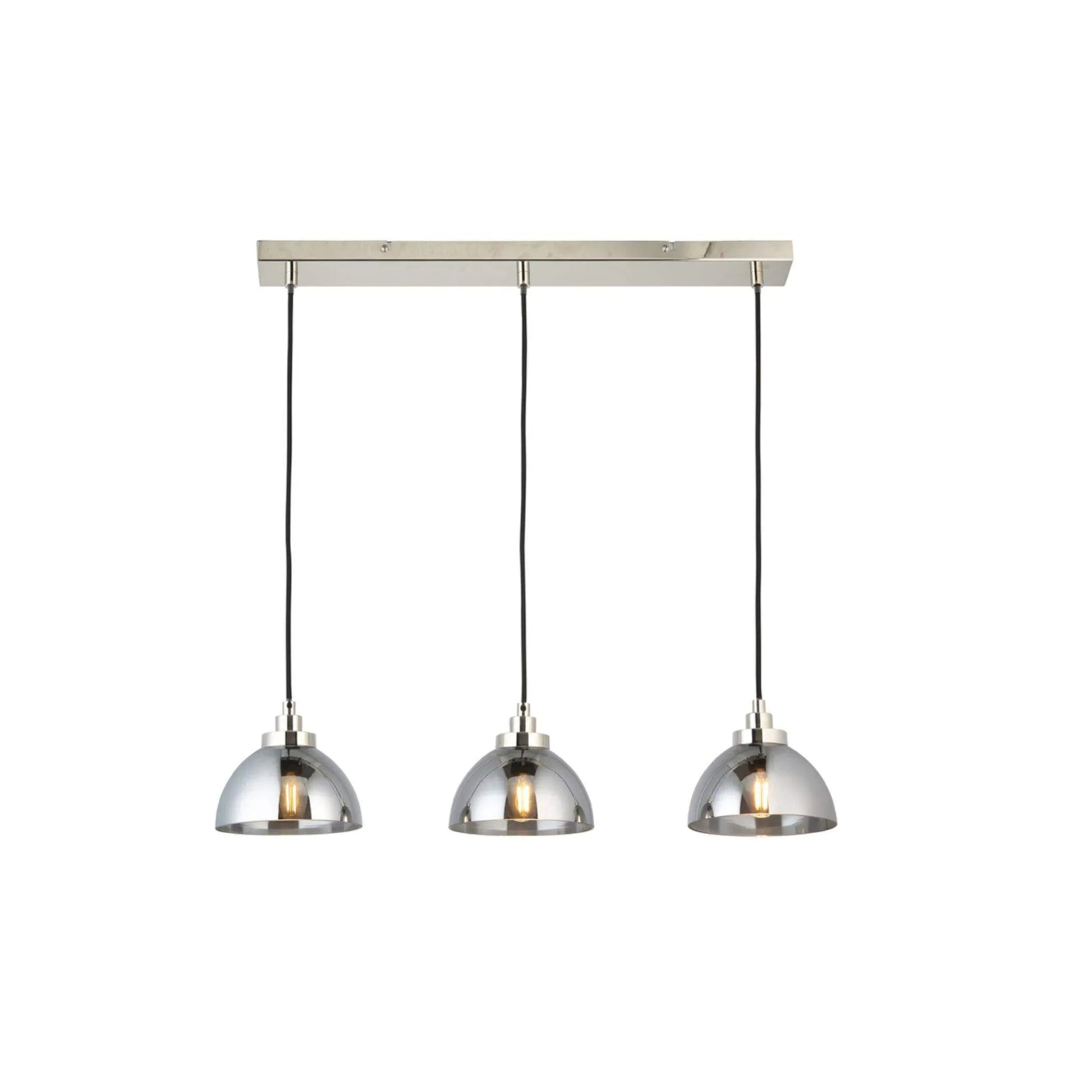 Smokey Mirror Effect Tinted Glass Trio Pendant Light - The Farthing