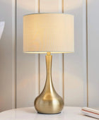 Soft Brass Metal Table Lamp & Taupe Shade - The Farthing