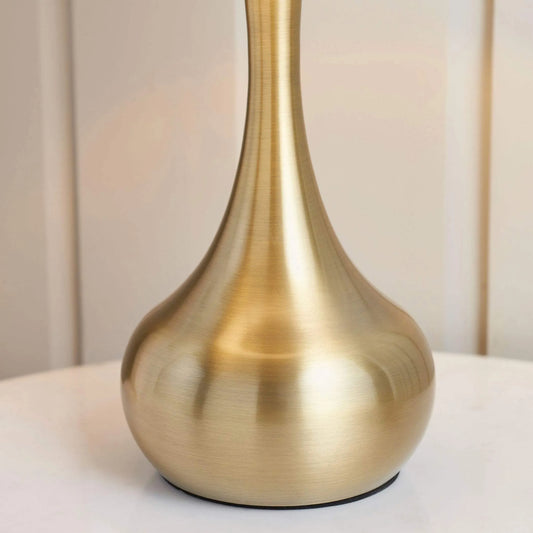 Soft Brass Metal Table Lamp & Taupe Shade - The Farthing