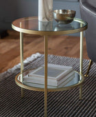 Soft Gold Glass and Mirror Display Side Table - The Farthing