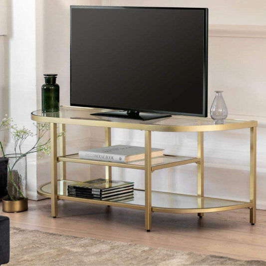 Soft Gold Metal and Glass Rounded Media Unit - The Farthing