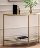 Soft Gold Metal and Glass Semi Circle Console Table - The Farthing