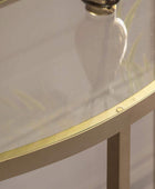 Soft Gold Metal and Glass Semi Circle Console Table - The Farthing