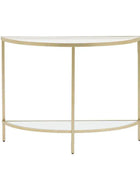 Soft Gold Metal and Glass Semi Circle Console Table - The Farthing