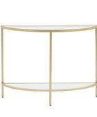 Soft Gold Metal and Glass Semi Circle Console Table - The Farthing