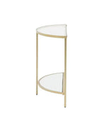 Soft Gold Metal and Glass Semi Circle Console Table - The Farthing