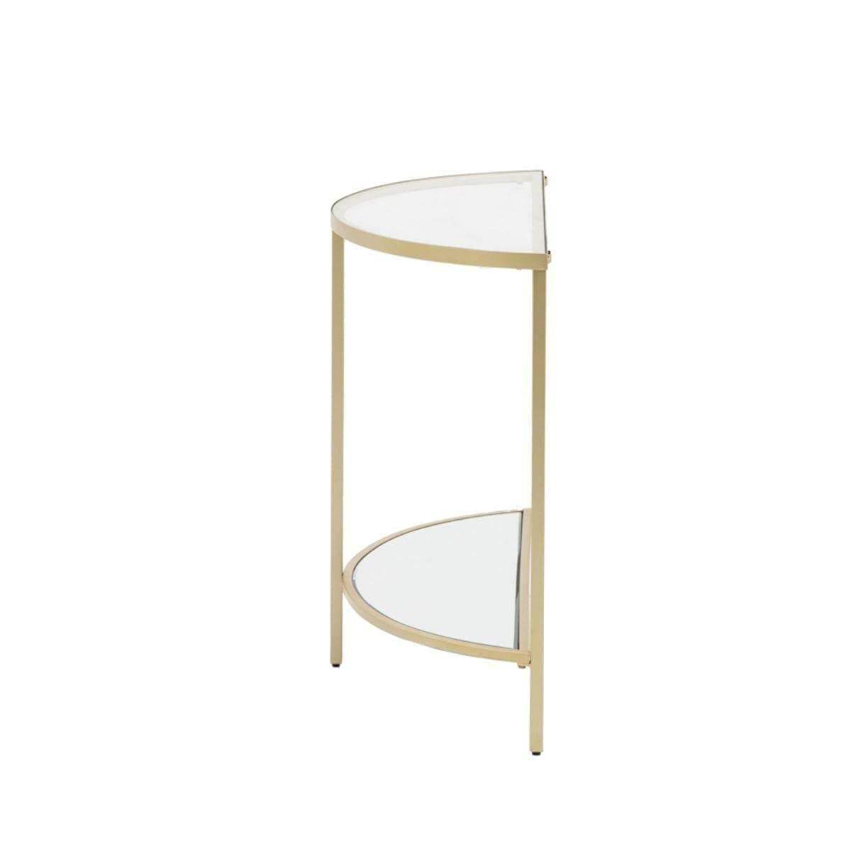 Soft Gold Metal and Glass Semi Circle Console Table - The Farthing