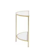 Soft Gold Metal and Glass Semi Circle Console Table - The Farthing