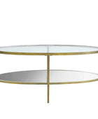 Soft Gold Oval Metal and Glass Coffee Table - The Farthing
