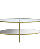 Soft Gold Oval Metal and Glass Coffee Table - The Farthing