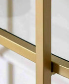 Soft Gold Oval Metal and Glass Semi Circle Shelf Unit - The Farthing