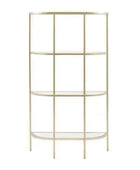 Soft Gold Oval Metal and Glass Semi Circle Shelf Unit - The Farthing