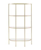 Soft Gold Oval Metal and Glass Semi Circle Shelf Unit - The Farthing