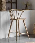 Spindle Back Oak Wood Barstool - The Farthing