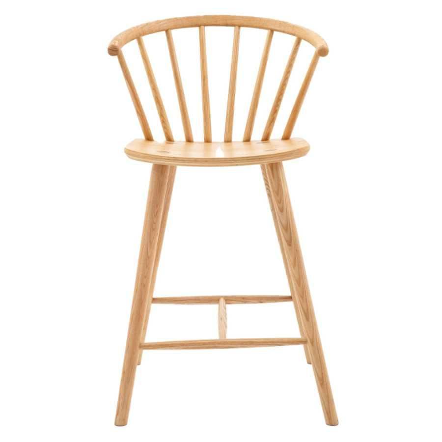 Spindle Back Oak Wood Barstool - The Farthing