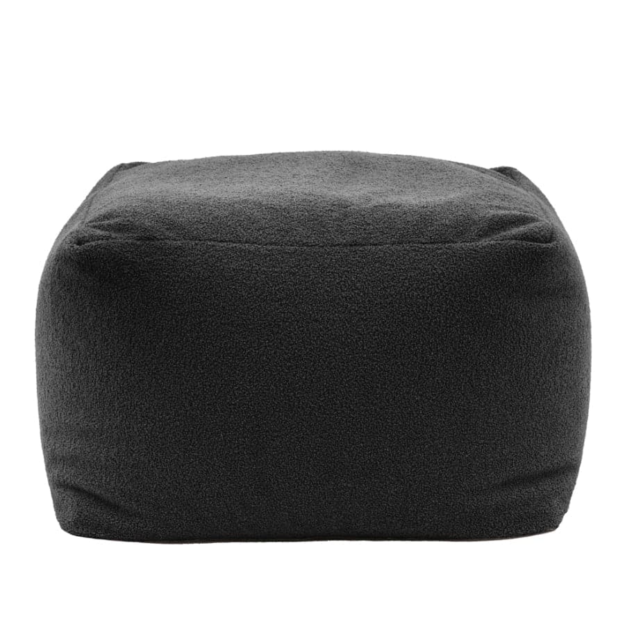 Square Charcoal Boucle Fabric Pouffe - The Farthing