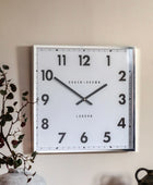 Square Chrome Frame Sleek Wall Clock - The Farthing