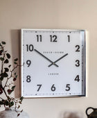 Square Chrome Frame Sleek Wall Clock - The Farthing