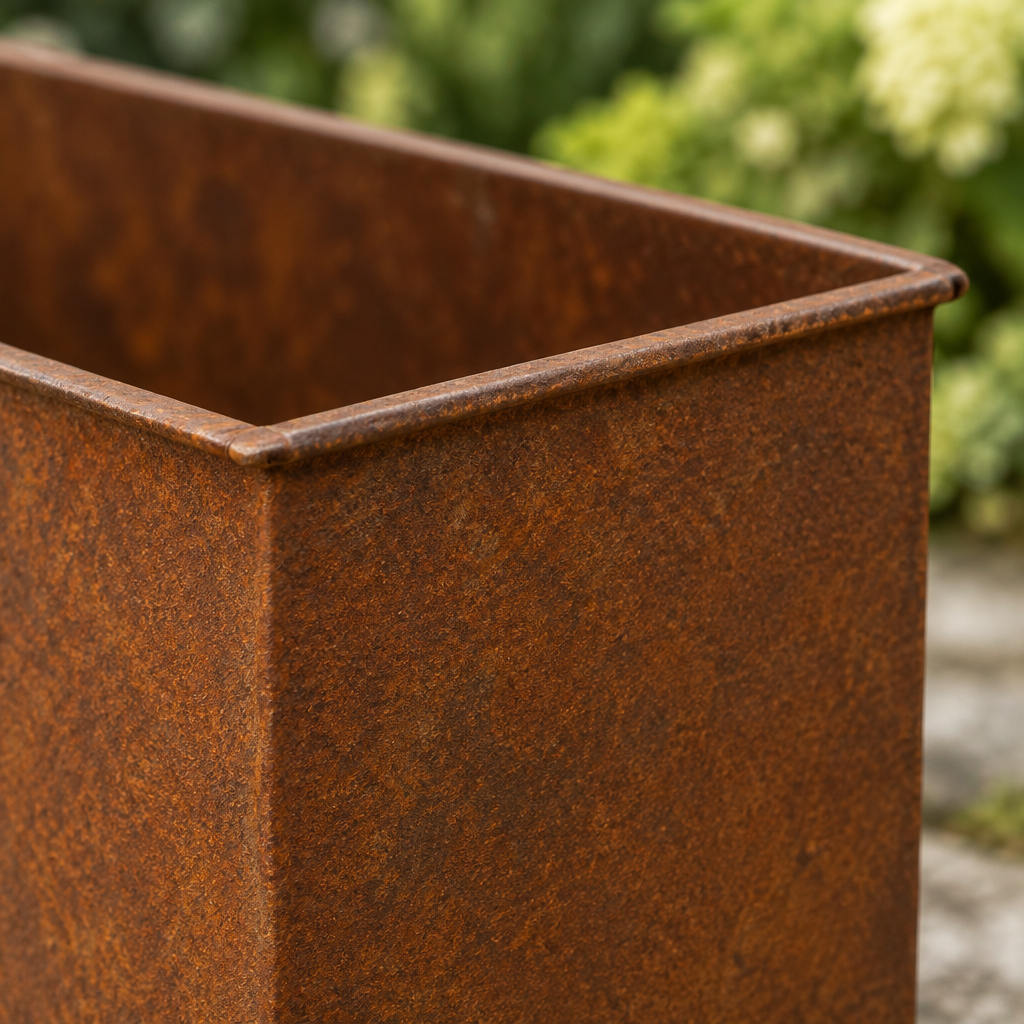 Square close-up of planter finish