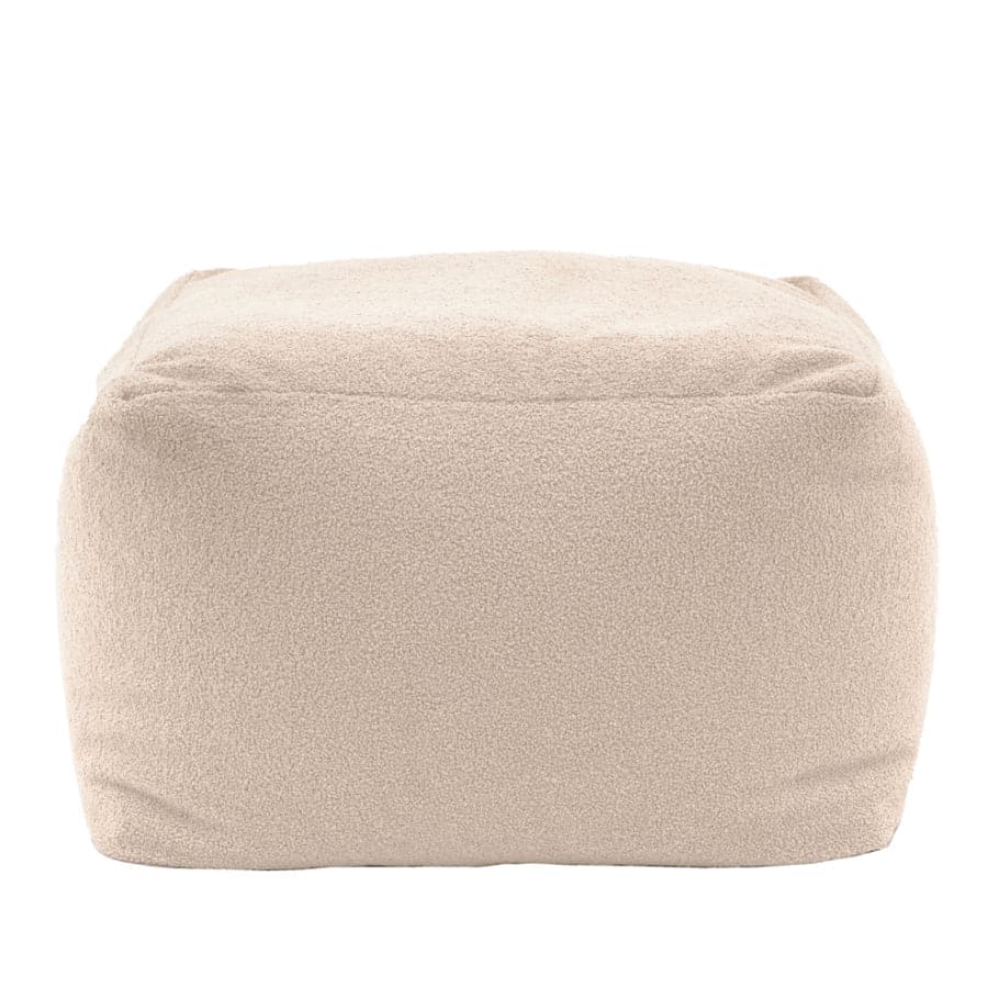 Square Cream Boucle Fabric Pouffe - The Farthing