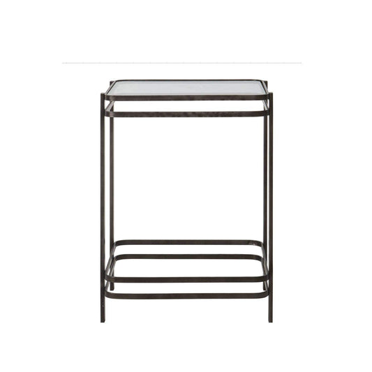 Square Glass Topped Industrial Side Table - The Farthing