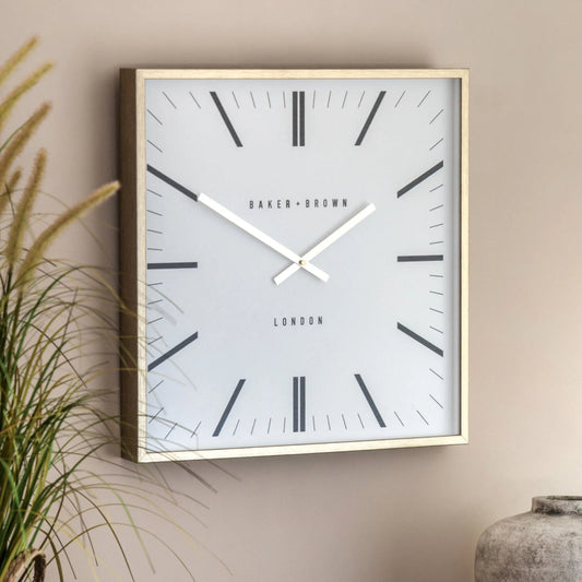 Square Gold Frame Sleek Wall Clock - The Farthing