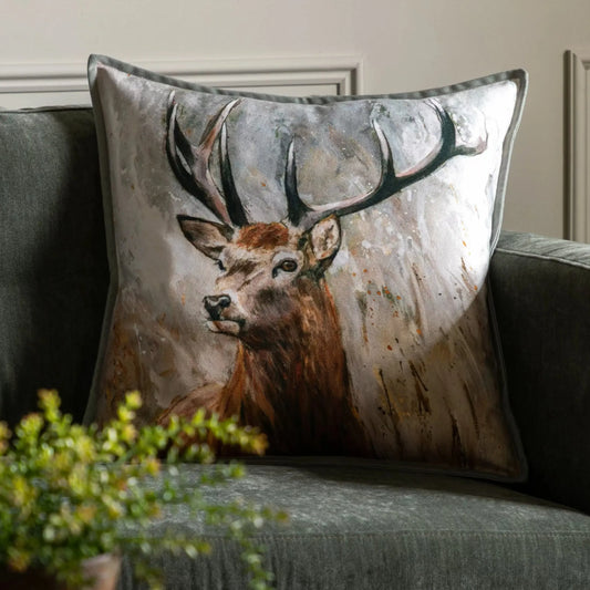 Square Stag Cushion - The Farthing