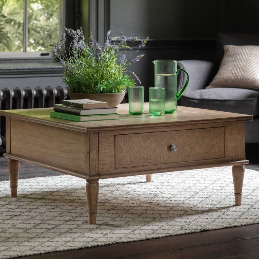 Square Wooden Parquet Styled Coffee Table - The Farthing