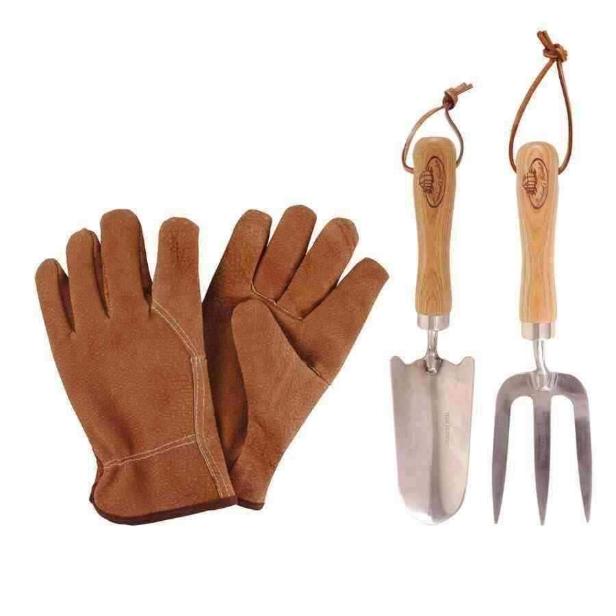 Stainless Steel Garden Tool and Gloves Gift Set - The Farthing