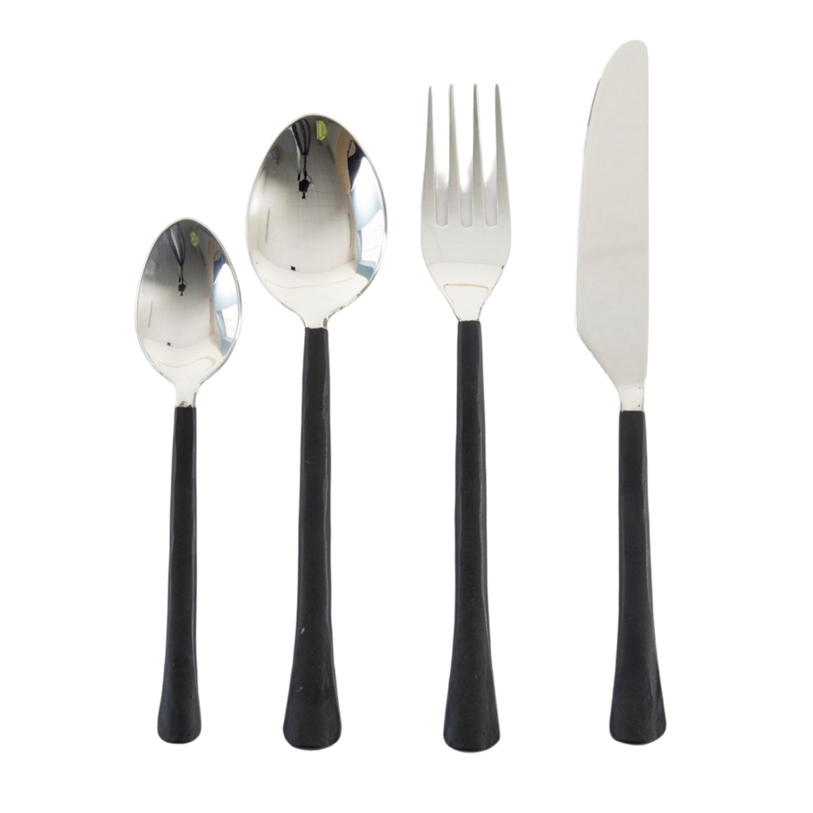 Stainless Steel with Black Handles Cutlery Set - 16 Piece - The Farthing