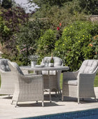 Stone 4 Seater Round Table Outdoor Dining Set - The Farthing