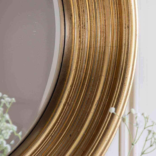 Stunning Gold Edged Round Wall Mirror - The Farthing