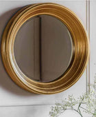 Stunning Gold Edged Round Wall Mirror - The Farthing