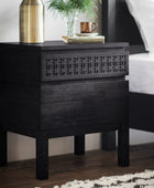 Stylish Black 2 Drawer Bedside Table - The Farthing