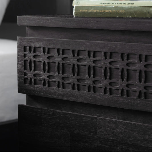 Stylish Black 2 Drawer Bedside Table - The Farthing