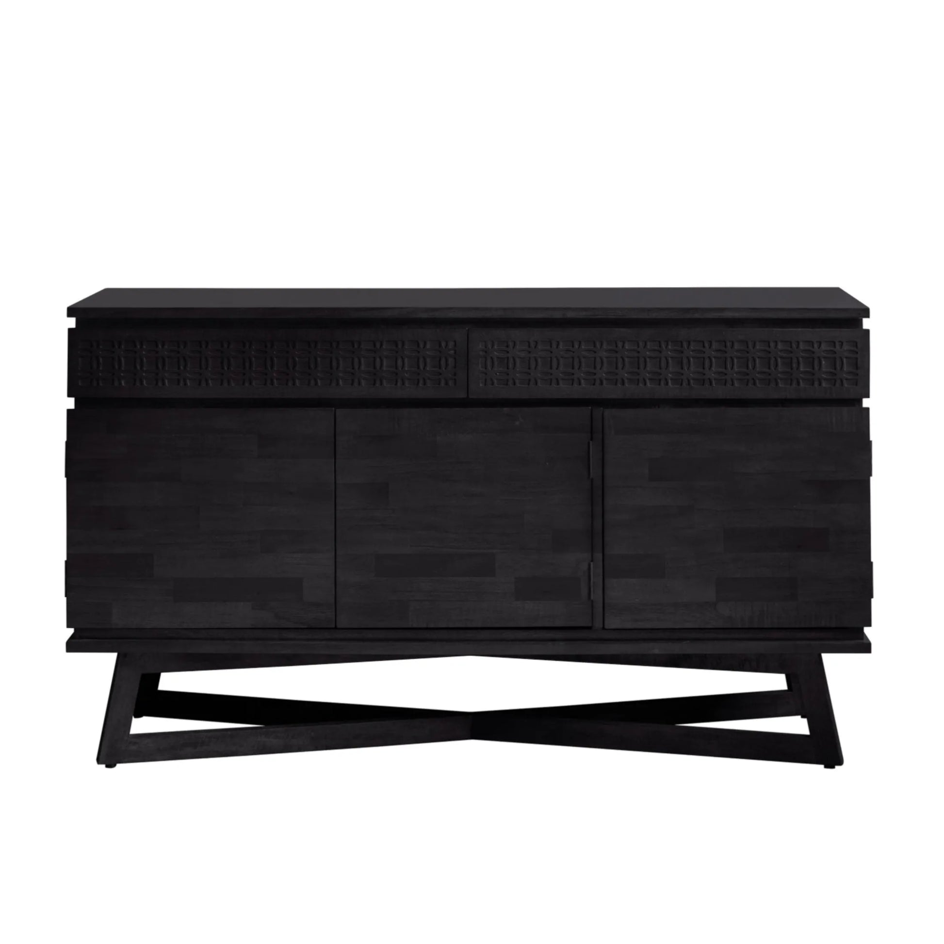 Stylish Black 3 Door 2 Drawer Sideboard - The Farthing