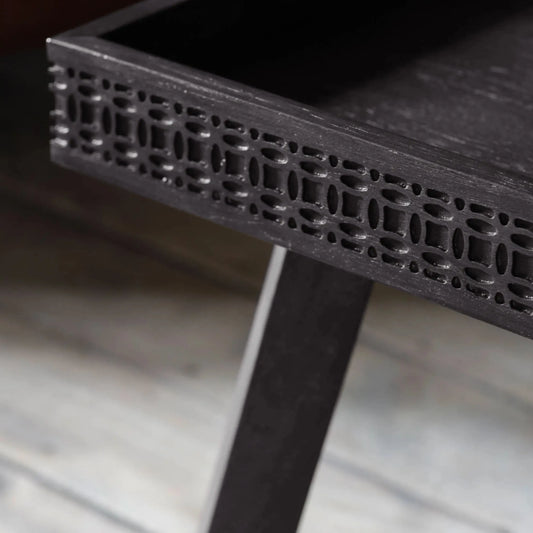 Stylish Black Wood Coffee Table - The Farthing