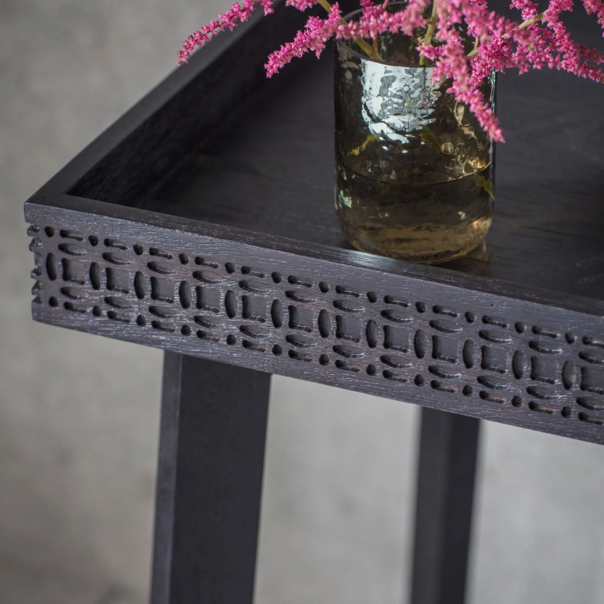 Stylish Black Wood Side Table - The Farthing