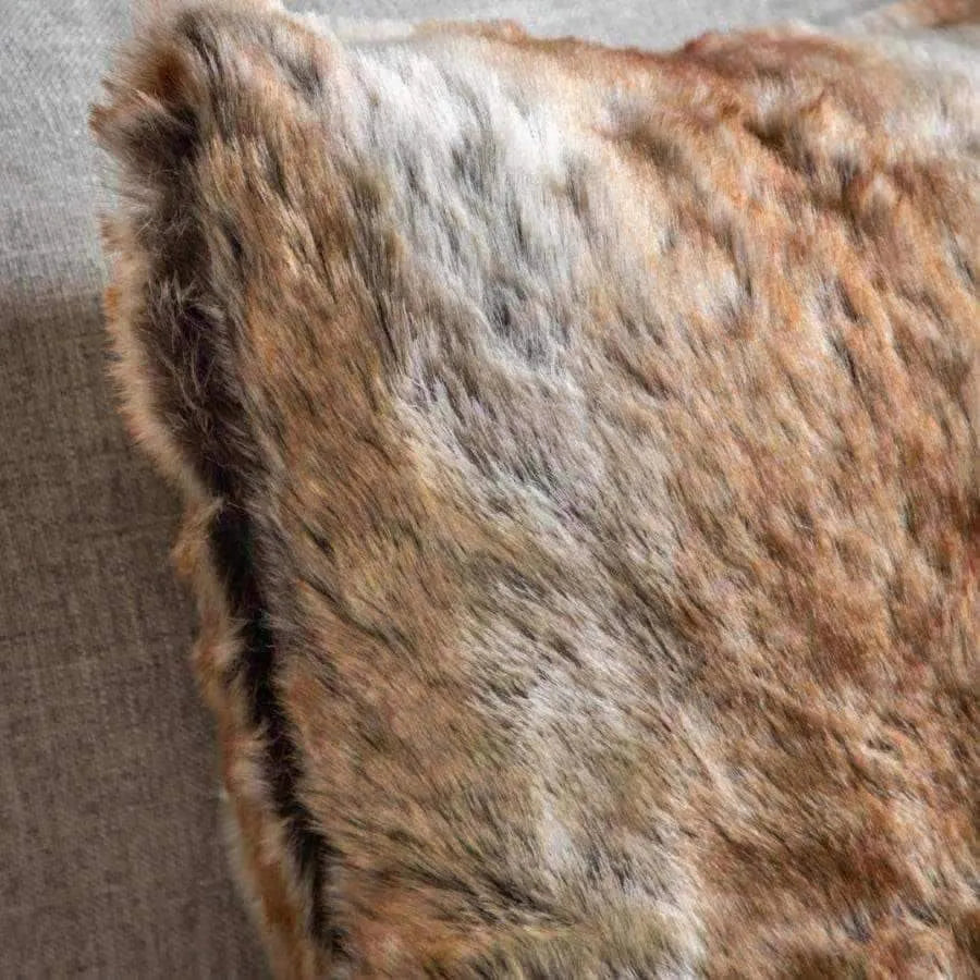 Super Soft Brown Stripe Faux Fur Cushion - The Farthing