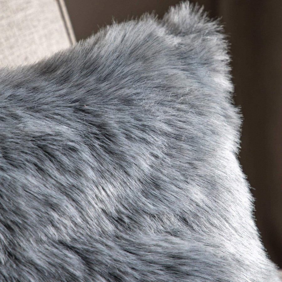 Super Soft Grey Faux Fur Cushion Cover