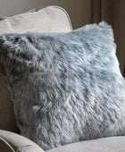 Super Soft Grey Faux Fur Cushion - The Farthing