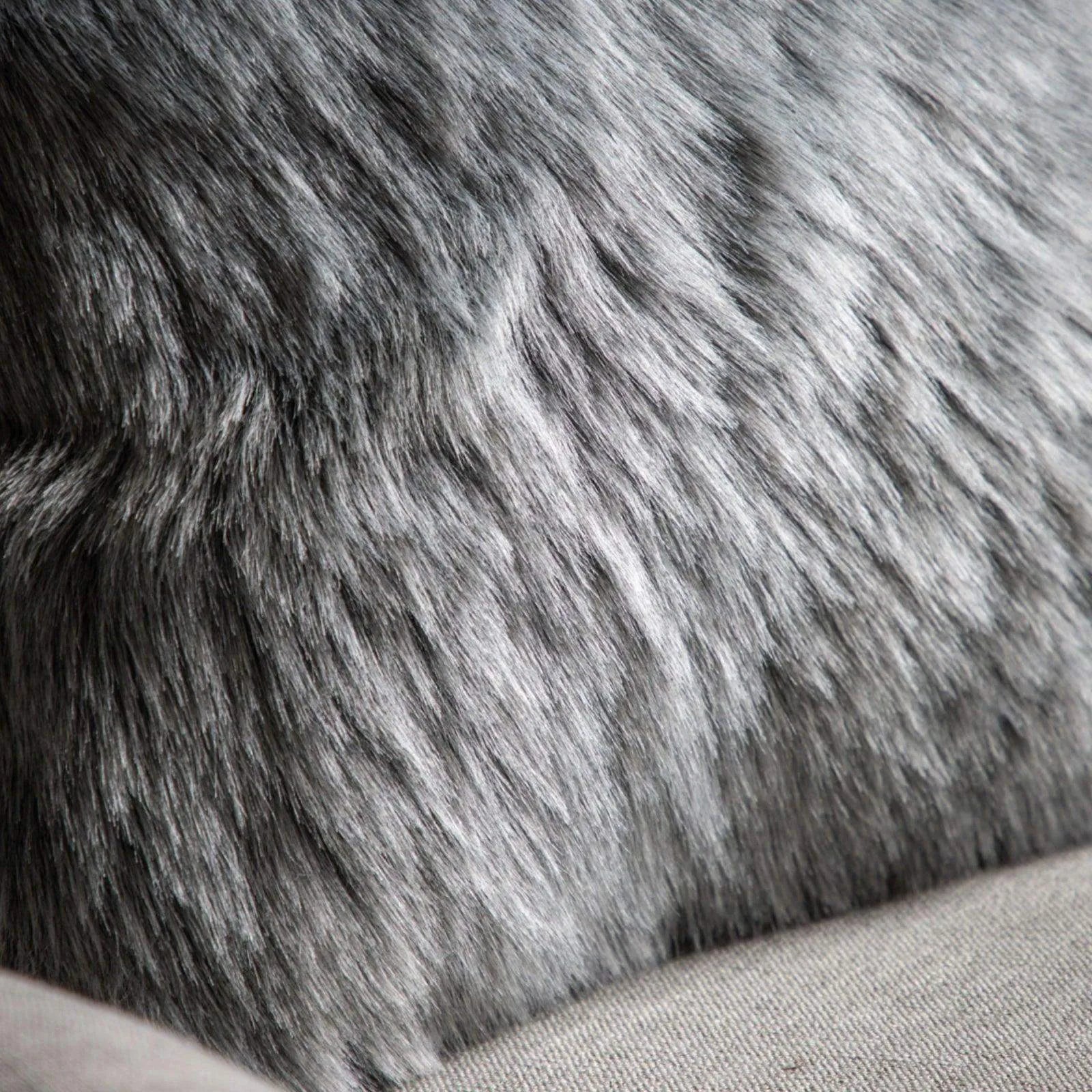 Super Soft Grey Faux Fur Cushion - The Farthing