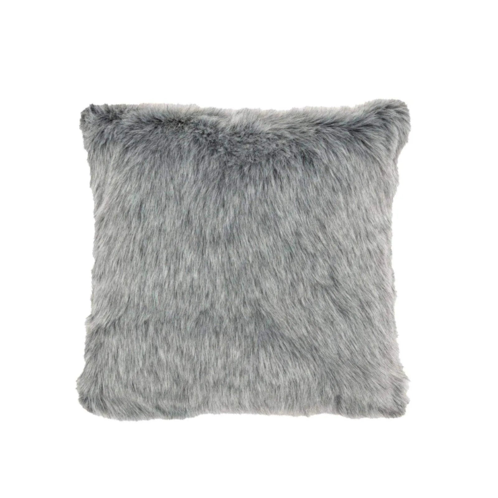 Super Soft Grey Faux Fur Cushion - The Farthing