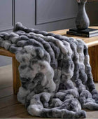 Super Soft Marbled Grey Faux Fur Throw - The Farthing