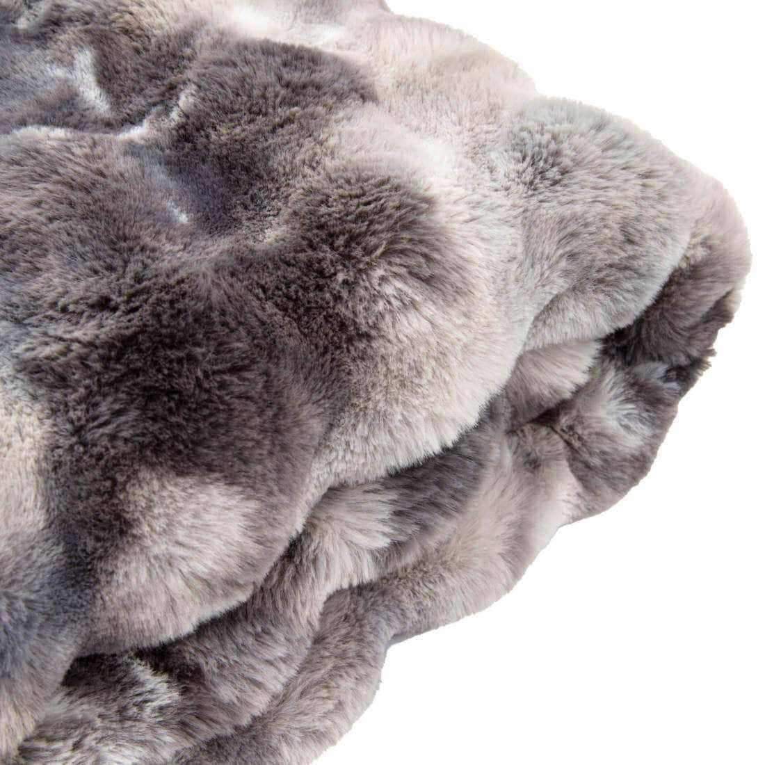 Super Soft Marbled Grey Faux Fur Throw - The Farthing