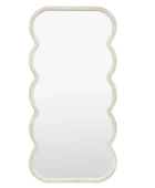 Tall Aged White Wavy Edge Leaner Mirror - The Farthing