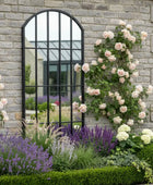 Tall Black Arched Outdoor Garden Window Wall Mirror
