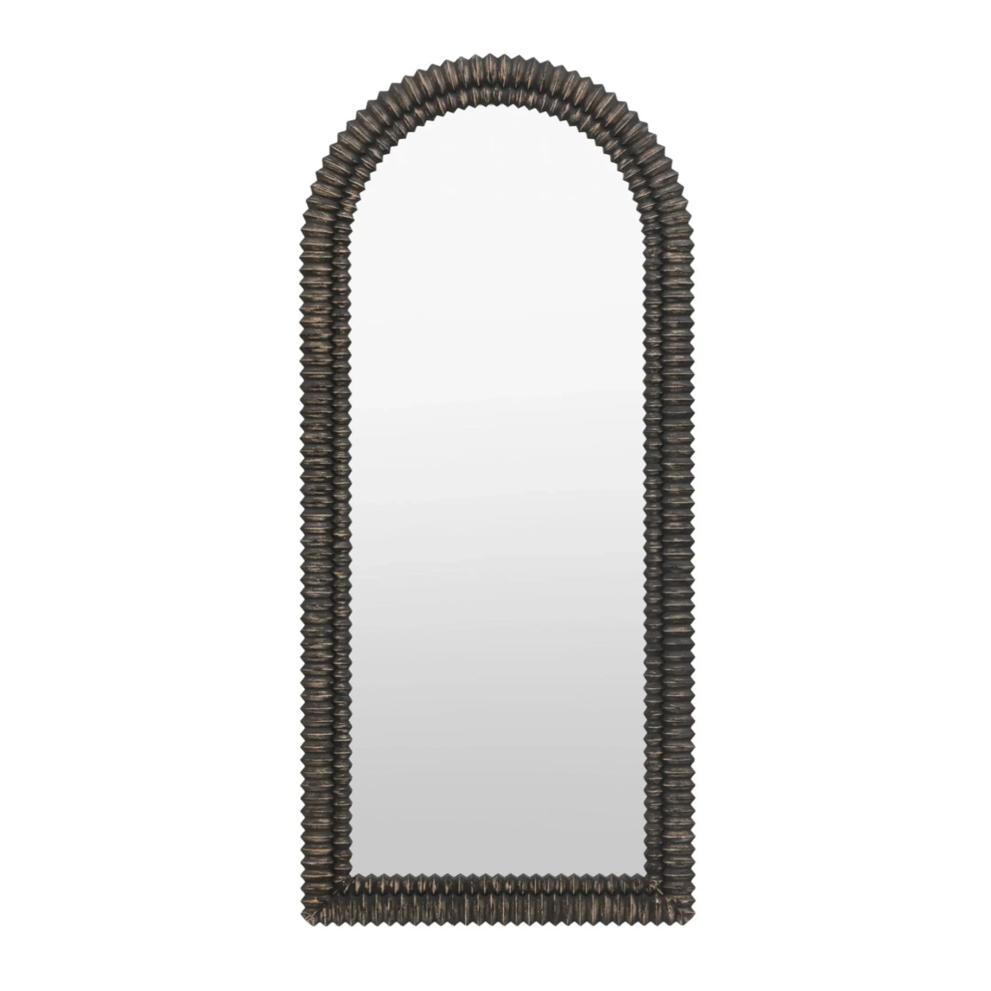 Tall Distressed Black Wash Ribbed Leaner Mirror - The Farthing