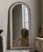 Tall Distressed White Wash Ribbed Leaner Mirror - The Farthing